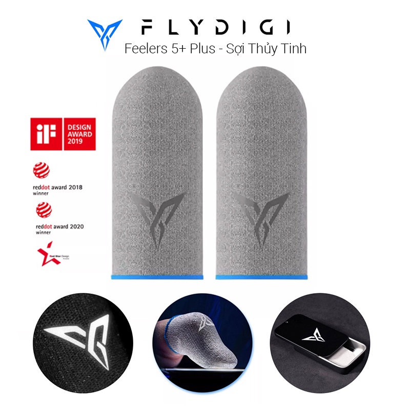 Găng tay Flydigi Feelers 5 Plus sợi thủy tinh bạc kèm hộp thiếc - Tốc chiến PUBG COD ROS