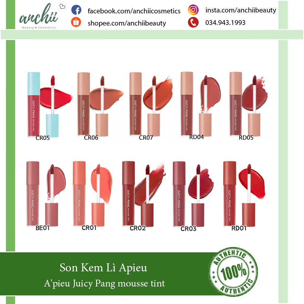 [TOP 1 UY TÍN] Son Kem Lì Apieu Juicy Pang Mousse Tint