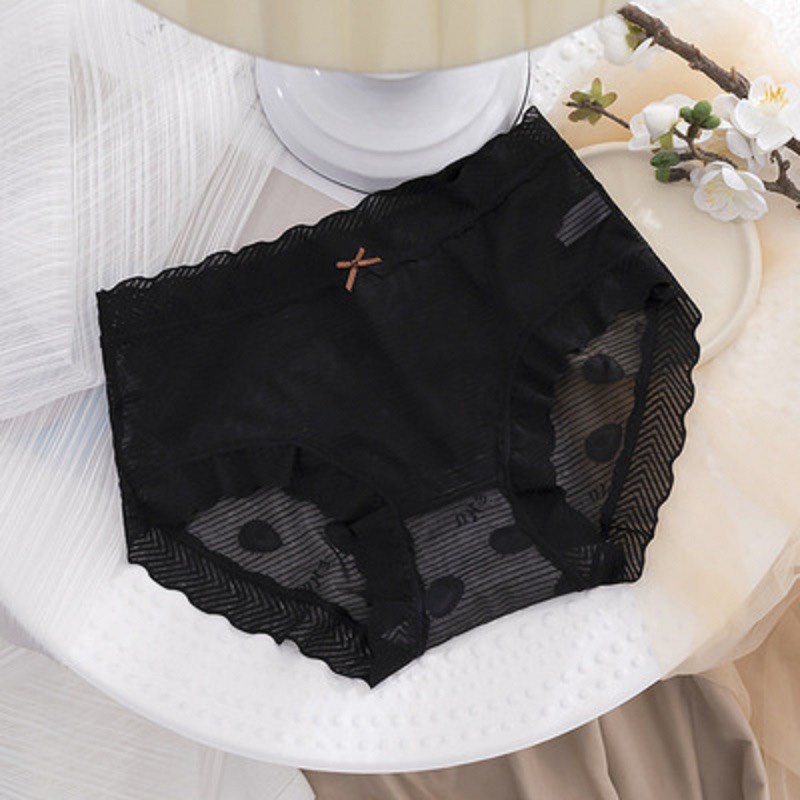 Quần Lót Ren viền sóng có nơ nhỏ ở giữa mặc thoáng mát tôn dáng mẫu A47