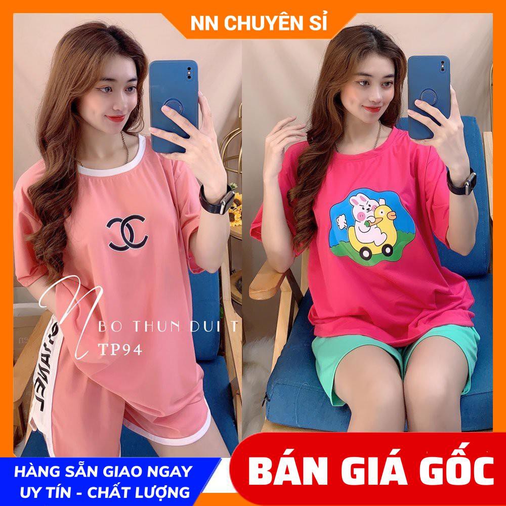 Đồ bộ nữ mặc nhà phom 60kg chất thun mềm mịn in hình hoạt hình dễ thương TP94 tổng hợp SIZE L