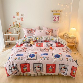 Bộ chăn ga gối cotton poly DươngAnh decor - Mẫu bò đốm
