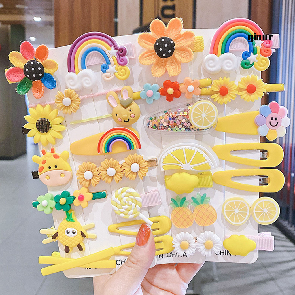 [Hàng mới về] Set 14 kẹp tóc nhiều họa tiết tùy chọn đáng yêu cho bé gái