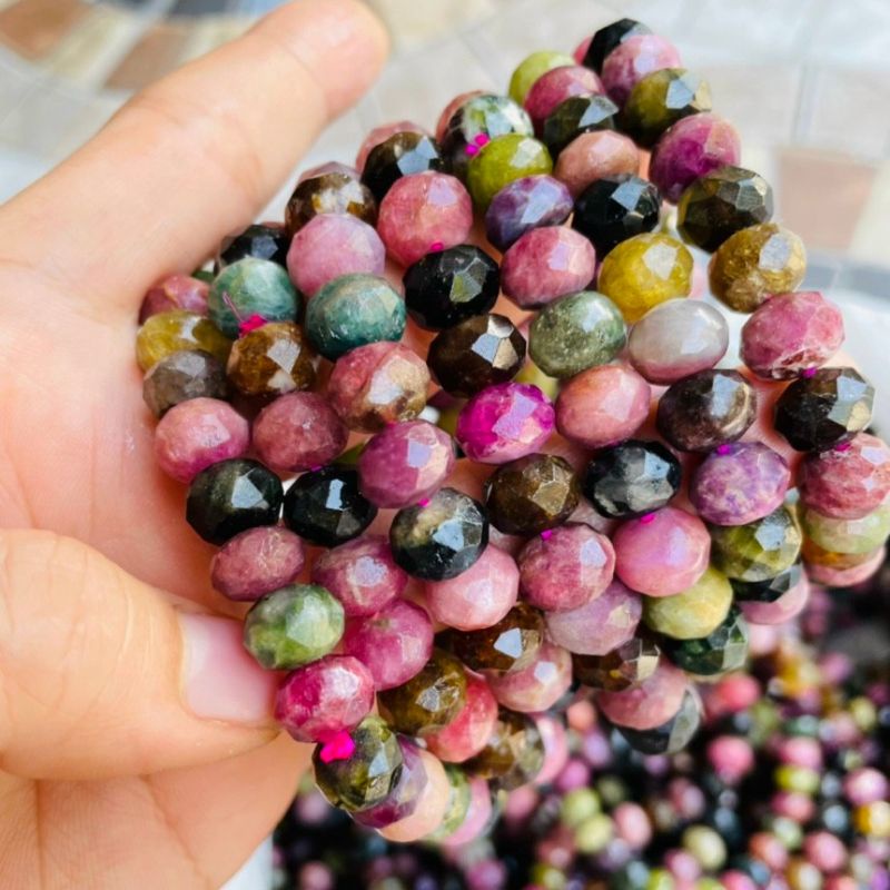 Vòng Tay Nữ Toumaline Đa Sắc Cắt Giác