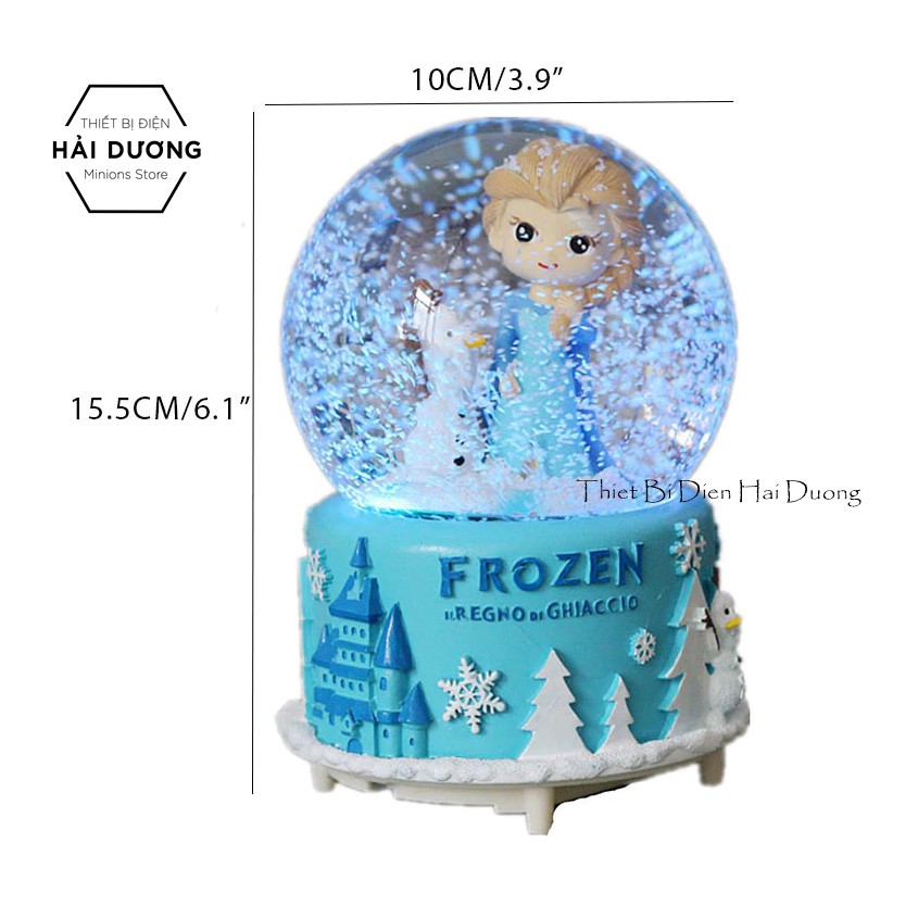 [FROZEN 2] Quả cầu tuyết phát nhạc Nữ Hoàng Băng Giá Elsa và người tuyết Olaf (Tặng pin)