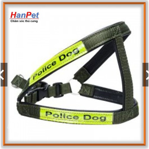 Dây dắt chó police phản quang - dây dắt kèm yếm đai yên ngựa cho chó cảnh sát - 3 size - Ladiep 230750