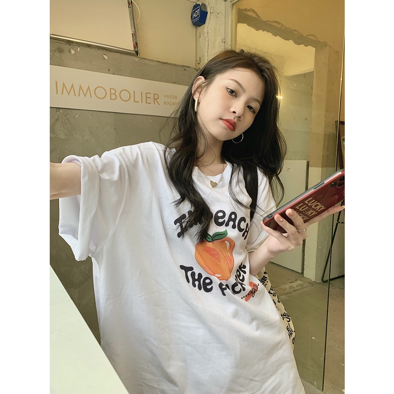 NRVP Áo Thun Nữ Ngắn Tay Dáng Rộng In Họa Tiết Phong Cách Hàn Quốc Mới