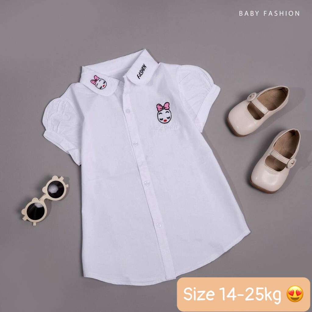 (Hàng chuẩn) Áo bé gái, áo đồng phục đẹp, áo trắng xinh cho bé gái 14 - 25kg