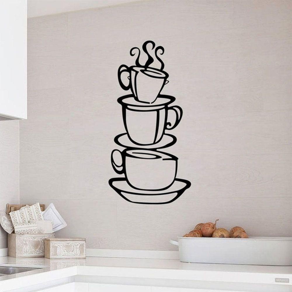 Decal dán tường Nghệ Thuật Mẫu Mới Về Cốc Cà Phê Trà Trang Trí Nhà Bếp Phòng Ngủ
