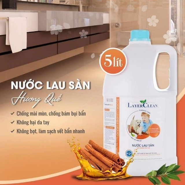 Nước lau sàn hữu cơ Layer Clean hương Quế 5L