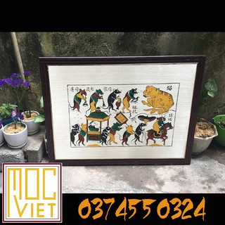 Tranh Đông Hồ Đám Cưới CHuột - 37x52 cm - Tranh Khung