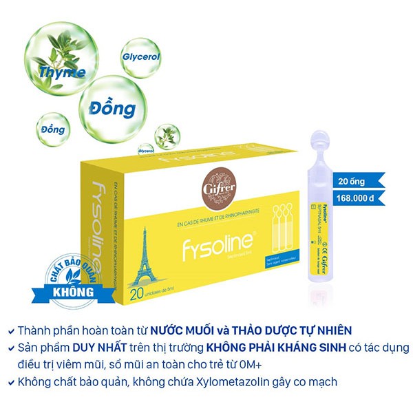 FYSOLINE Nước muối sinh lý hàng đầu tại Pháp 40 tép 5ml- Hạn sd 2023