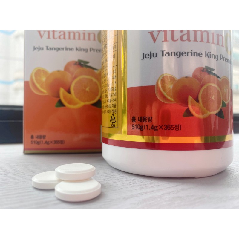 Viên Ngậm Bổ Sung Vitamin C JEJU Tangerine King Premium Hàn Quốc - Lọ 365 Viên, Tăng Cường Đề Kháng Và Hệ Miễn Dịch