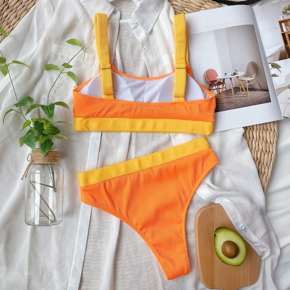 Bikini Dệt Kim Màu Cam / Xanh Dương / Cam | BigBuy360 - bigbuy360.vn