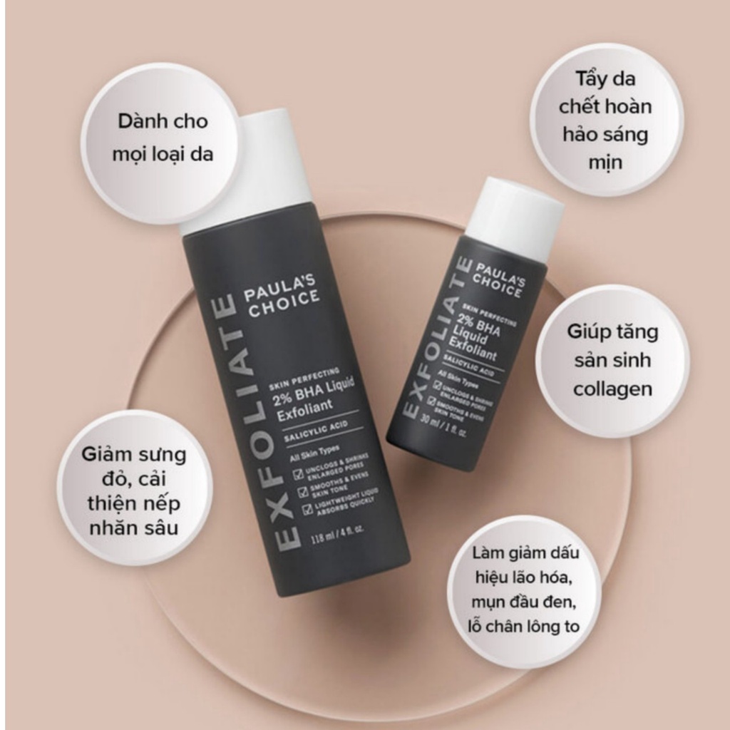 Tẩy tế bào chết Paulas Choice 2% BHA Paula's Choice Skin Perfecting 2%BHA Liquid 30ml - 100ml