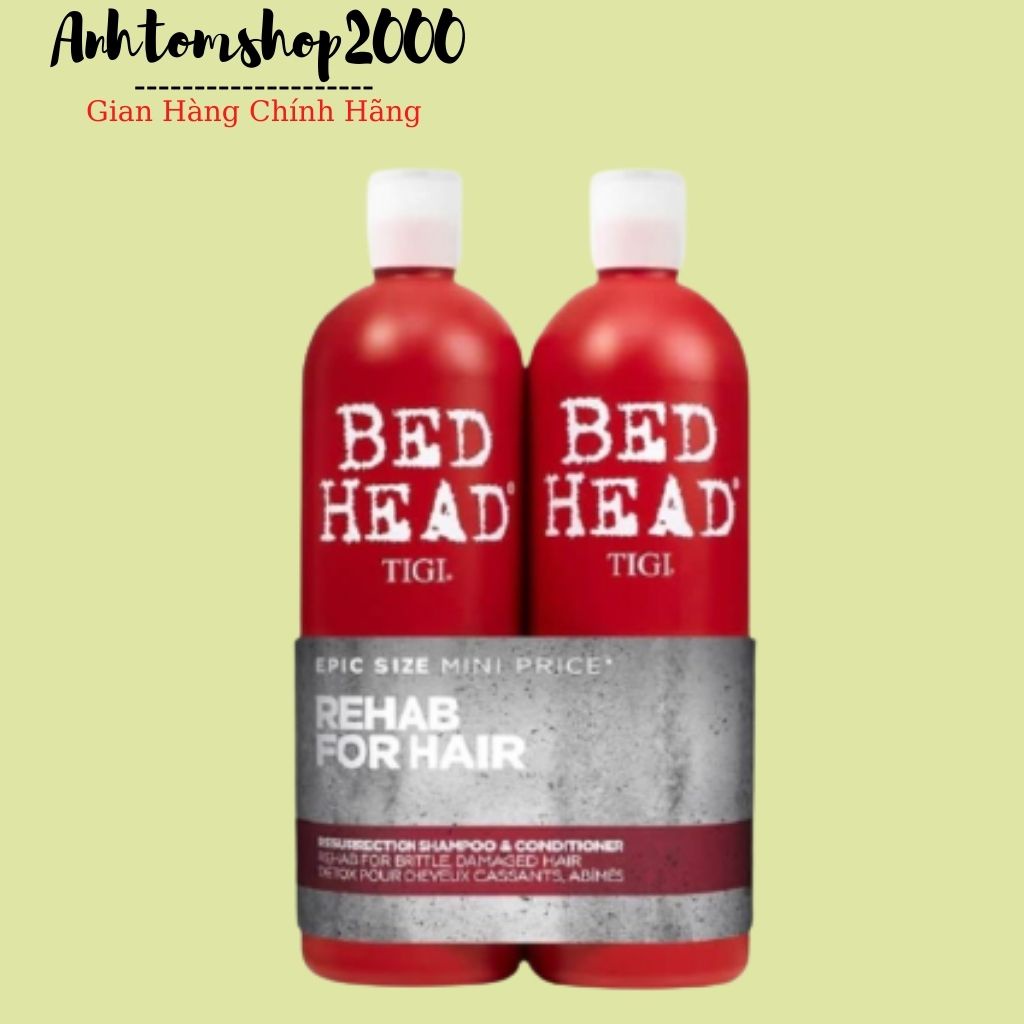 Cặp Dầu Gội Xả Tigi Bedhead 750ML| Phục Hồi Tóc Hư Tổn, Giảm Gãy Rụng