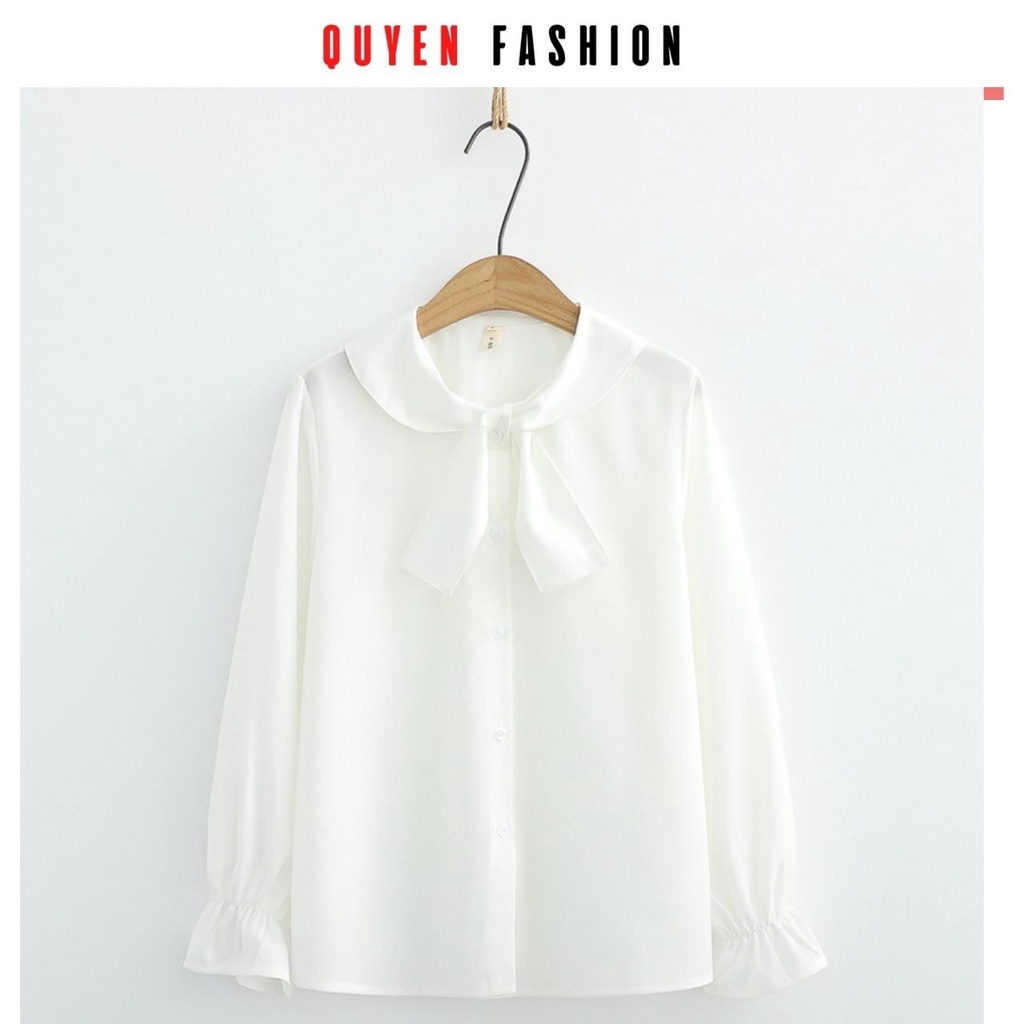Áo sơ Mi công sở cổ thắt nơ hàn quốc Quyên Fashion AA554 tiểu thư