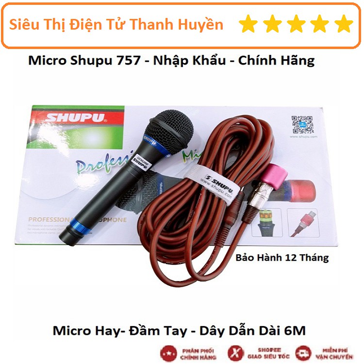 Micro Shupu 757 Có Dây Karaoke - Micro Hát Karaoke - Rất Hay Trong Tầm Giá - Hàng Nhập Khẩu - Bảo Hành 12 Tháng