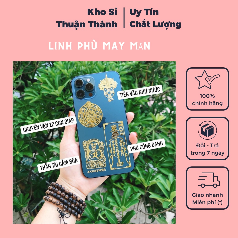Miếng dán điện thoại tài lộc,Linh phù may mắn, đẹp lung linh phù hợp các dòng máy (khosithuanthanh)