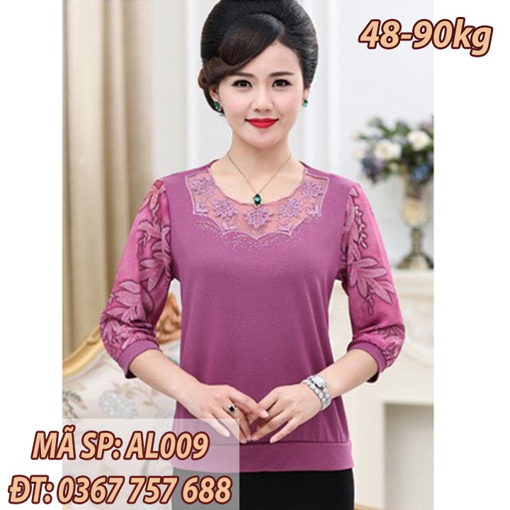 Nhập WAFS1822 hoàn 15% tối đa 25k xu_ Áo trung niên len mỏng phối tay voan AD001 | BigBuy360 - bigbuy360.vn