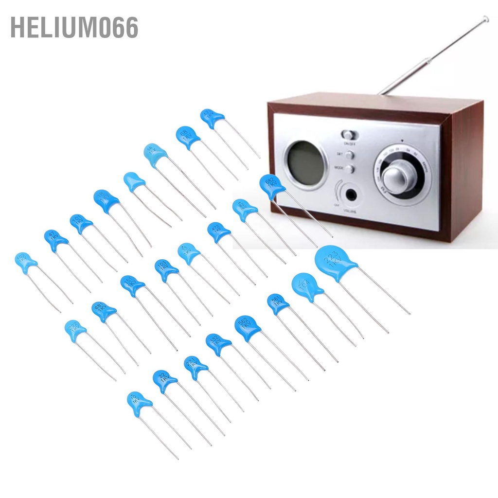 Helium066 Tụ gốm 700Pcs Bộ phân loại 24 giá trị điện áp cao 1KV cho TV Radio
