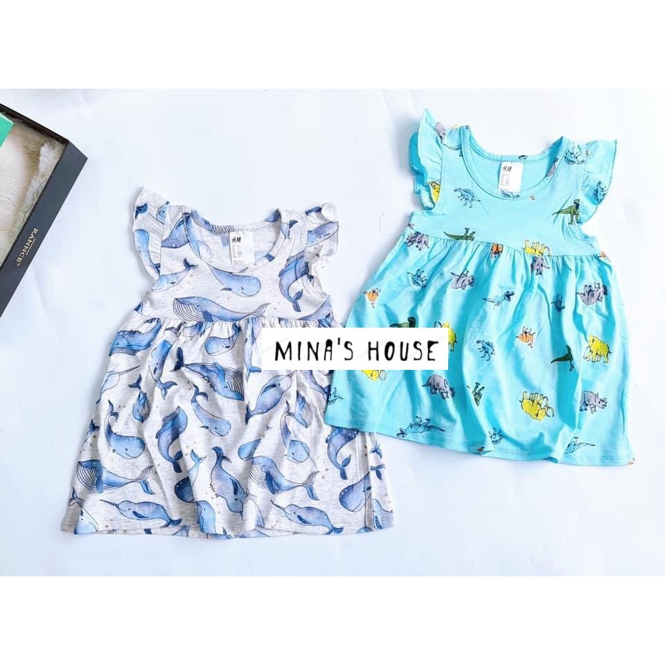 [ẢNH - VIDEO THẬT] Váy HM cánh tiên cotton mềm mịn thoáng mát nhiều họa tiết siêu rẻ bé gái size 1-6 tuổi