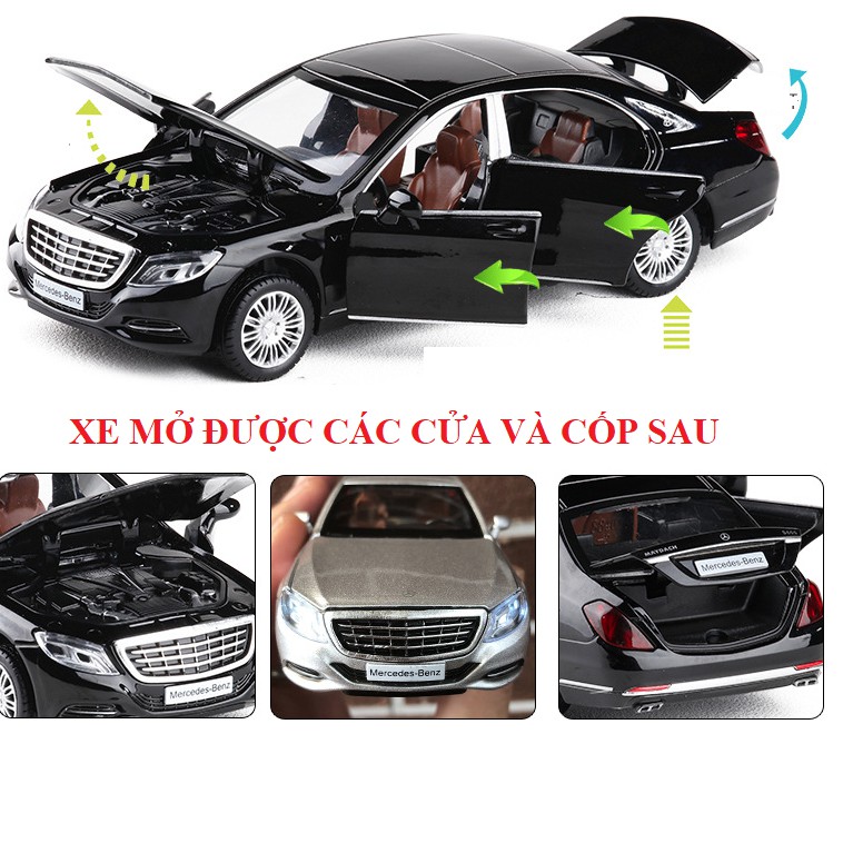 Xe mô hình ô tô Mercedes Benz S600 tỉ lệ 1:32 bằng kim loại đồ chơi trẻ em có đèn và âm thanh