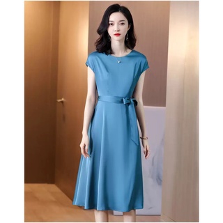 Đầm trung niên thiết kế eo thắt nơ cao cấp L05-322