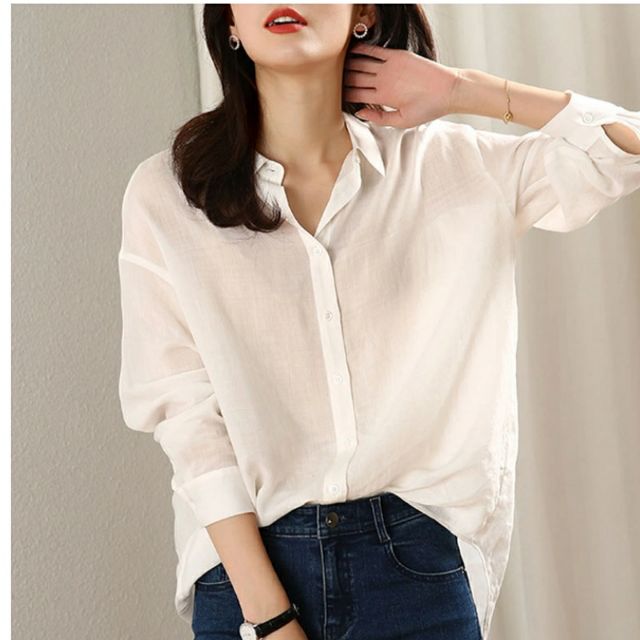 áo sơ mi nữ dài tay dáng basic