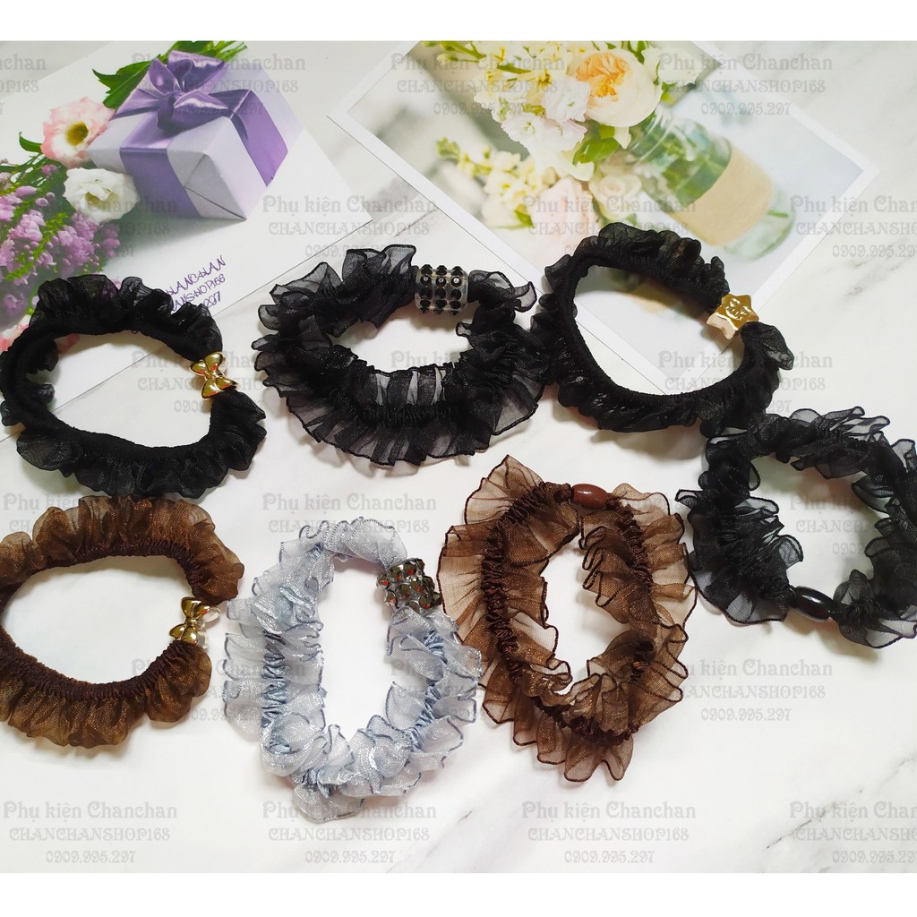 Cột tóc thun bọc vài voan bền đẹp 6k