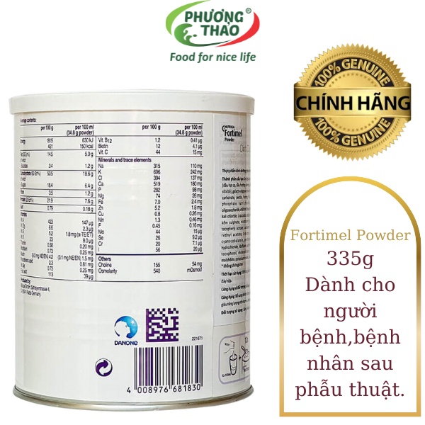 [CHÍNH HÃNG] Sữa Bột Nutricia Fortimel Powder 335g | Cam Kết Date Mới Nhất, Giá Tốt Nhất