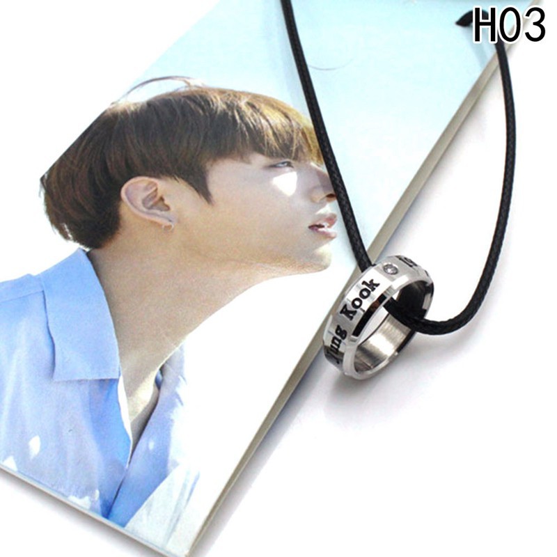 Dây chuyền mặt nhẫn khắc tên thành viên BTS kiểu dáng đơn giản