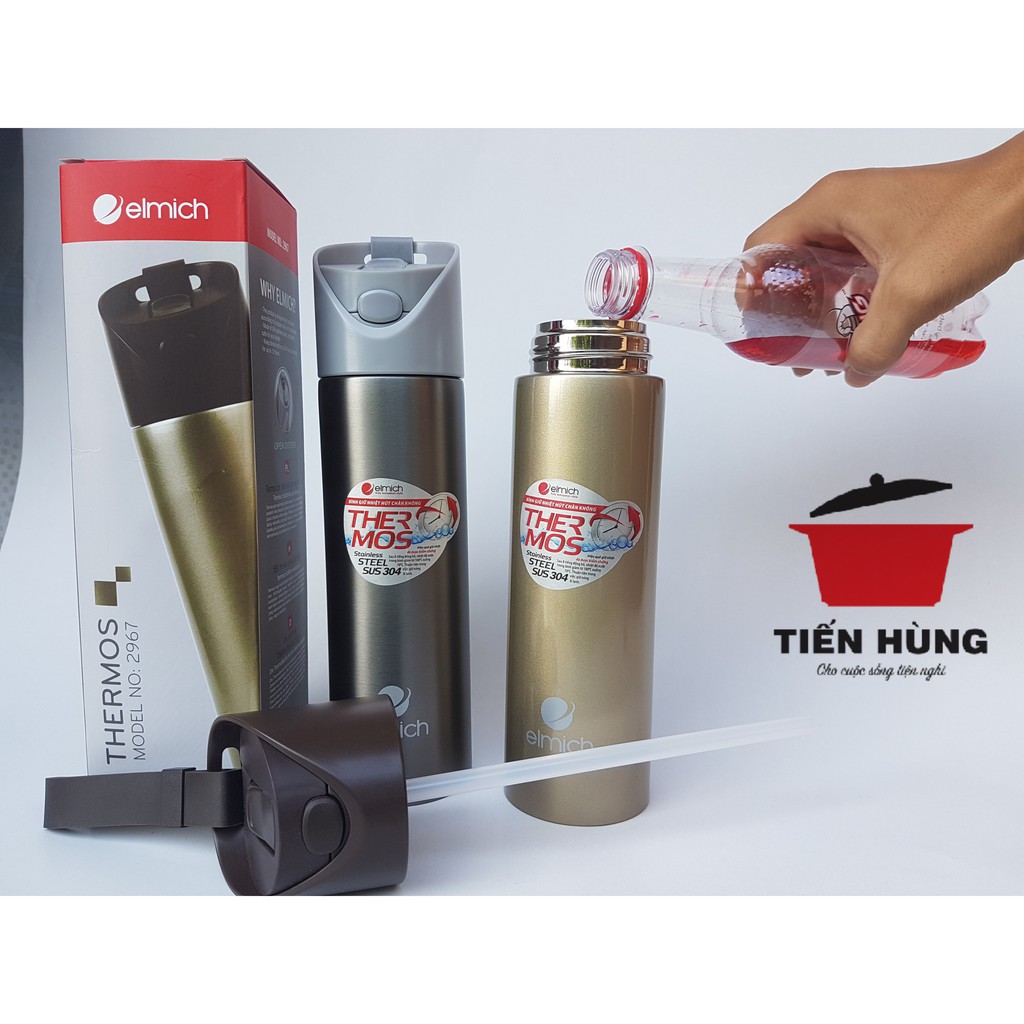 Bình giữ nhiệt Mini Cute Elmich inox 304 550ml có ống hút EL2967
