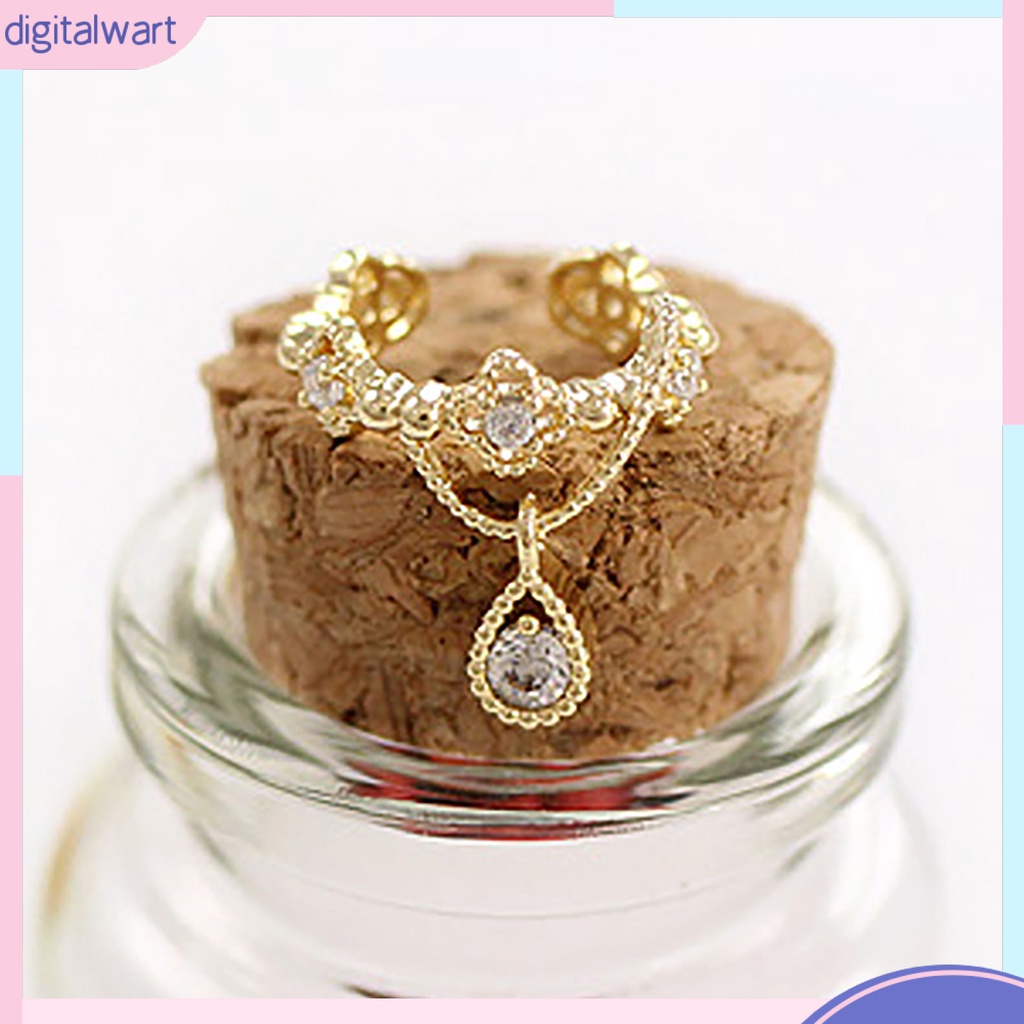 Khuyên vành tai họa tiết giọt nước đính đá thanh lịch cho nữ