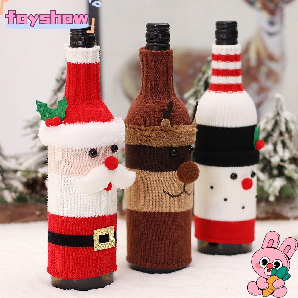 Túi Bọc Chai Rượu Vang Bằng Len Họa Tiết Ông Già Noel Độc Đáo Trang Trí Nhà Cửa / Tiệc Giáng Sinh