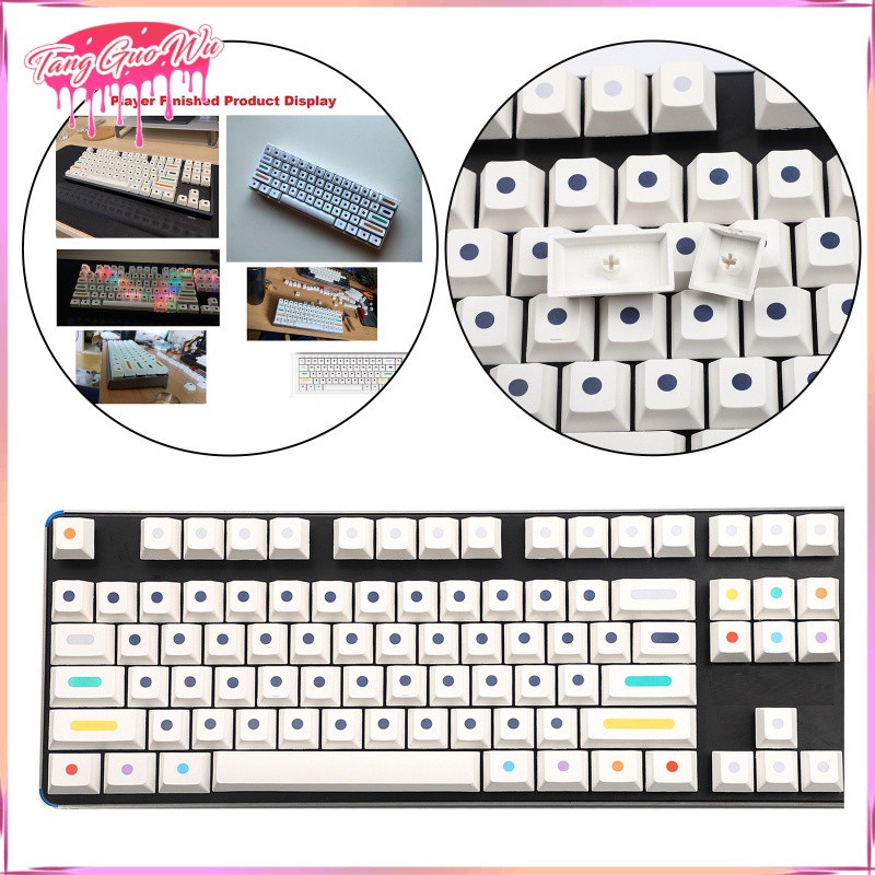 108-key White Dot Keycaps PBT Dye Sublimation Personality Keyboard Keycaps