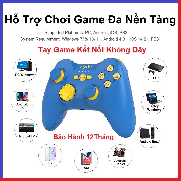 Tay Cầm Fo4 Không Dây PXN-P3, Có Rung Dùng Cho Pc, Laptop, Chơi Mọi Loại Game FiFa - Online 4 Microsoft - Xbox 360 Full