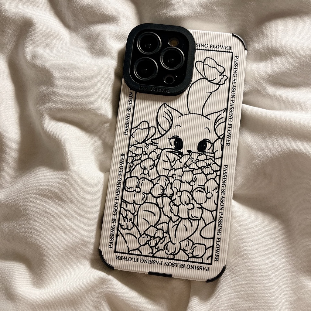 Ốp Điện Thoại Chống Sốc Họa Tiết Mèo Trắng Đen Đơn Giản Cho iPhone 14 / 13 / 12 / 11 / X / 8 / 7P / 6