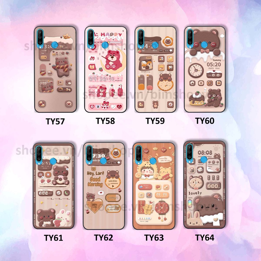 Ốp Huawei Nova 4e / P30 Lite in 3D icon gấu nổi siêu xinh, siêu đáng yêu, cá tính phong cách