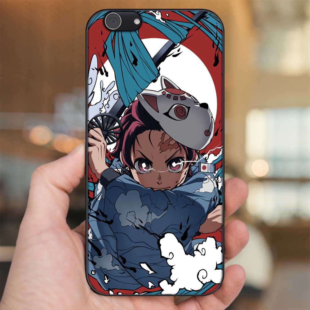 Ốp lưng Vivo Y53, Y69, Y71, Y81, Y83 viền đen in hình Tanjiro Kimetsu No Yaiba