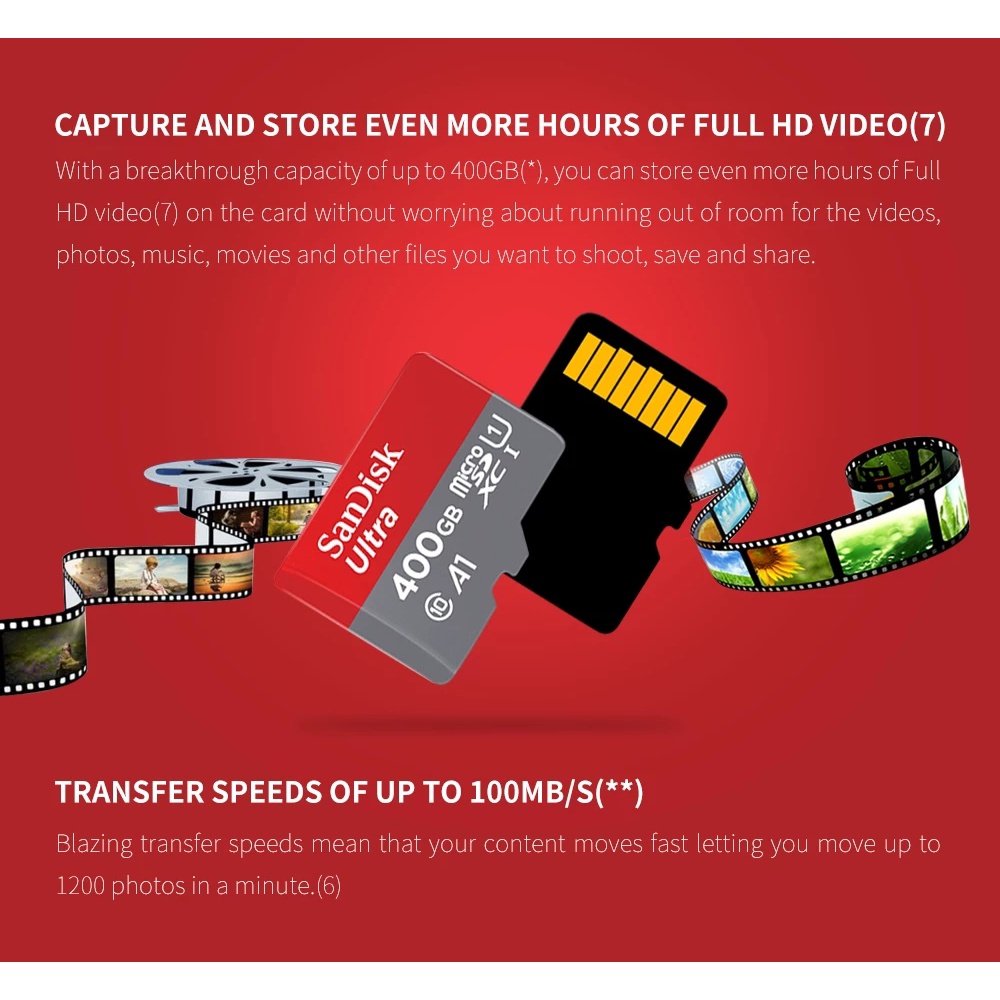 Thẻ Nhớ Micro SD Hiệu SanDisk 512GB Dung Lượng 100MB / S Dung Lượng Tối Đa Uitra C10 TF