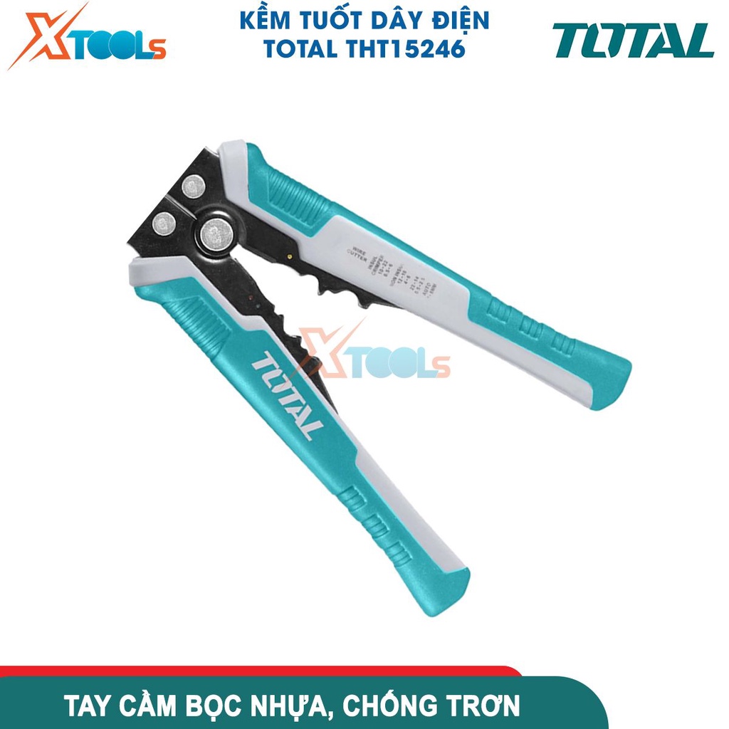 Kìm tuốt dây điện tự động TOTAL THT15246 3 chức năng tuốt, cắt, uốn dây điện đồng và nhôm - CHÍNH HÃNG- XTOOLS