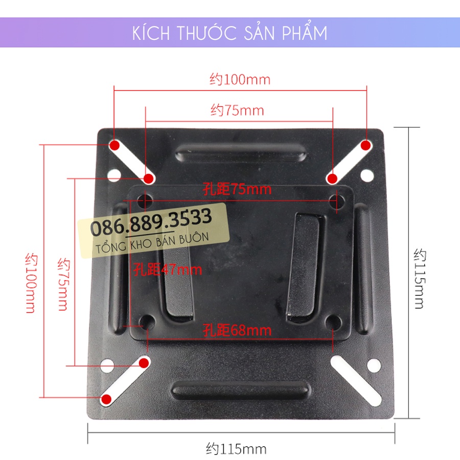 Giá Treo Màn Hình Máy Tính N2 14 - 24 - 27 - 32 Inch - Giá Treo Tivi Siêu Sát Tường Chỉ 1 Cm