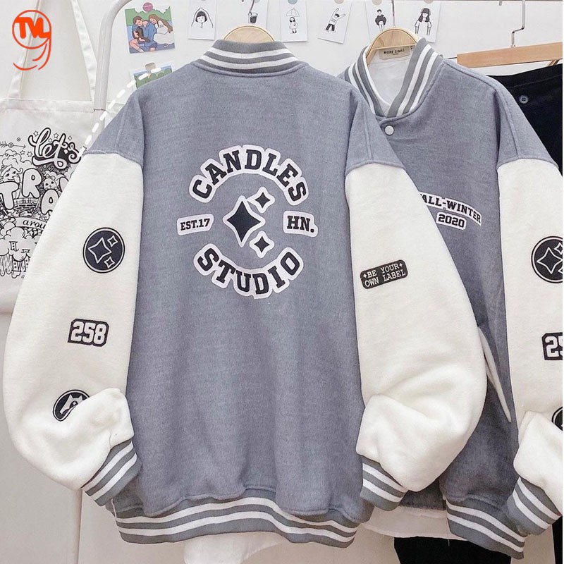 Áo khoác bomber nữ L99,  áo khoác tàn phối chất nỉ ngoại dầy đẹp mịn ko xù, màu tàn phối trắng, in nét, hàng đẹp