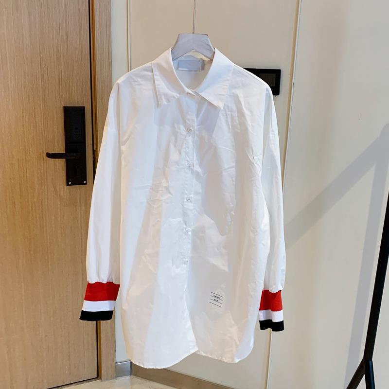 Áo sơ mi cotton dáng dài kẻ sọc phong cách hàn quốc thời trang xuân thu dành cho nữ 2021