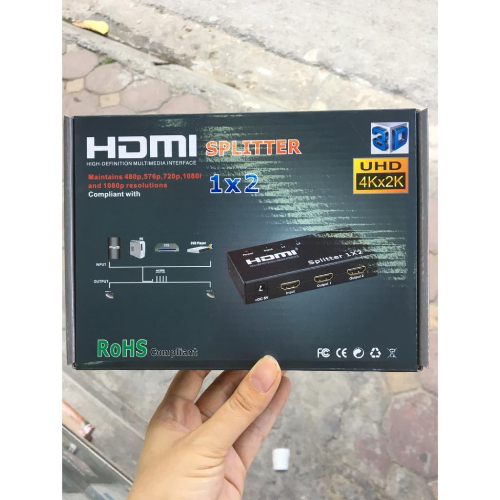 [Mã ELHACE giảm 4% đơn 300K] Bộ Chia HDMI 1 Ra 2 4k*2K - Loại Mạch Dài, Có Nguồn Rời