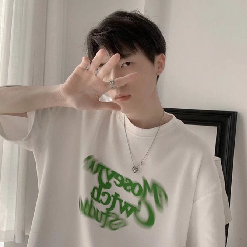 Áo Thun Dáng Rộng In Chữ Phong Cách Hip Hop Đường Phố Hàn Quốc Thời Trang Mùa Hè Cho Nam