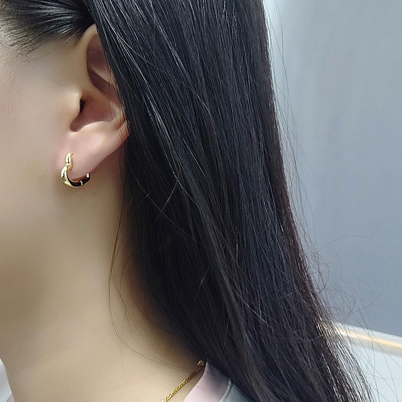 Bông tai kim loại hình trái tim đính đá zircon đơn giản thời trang