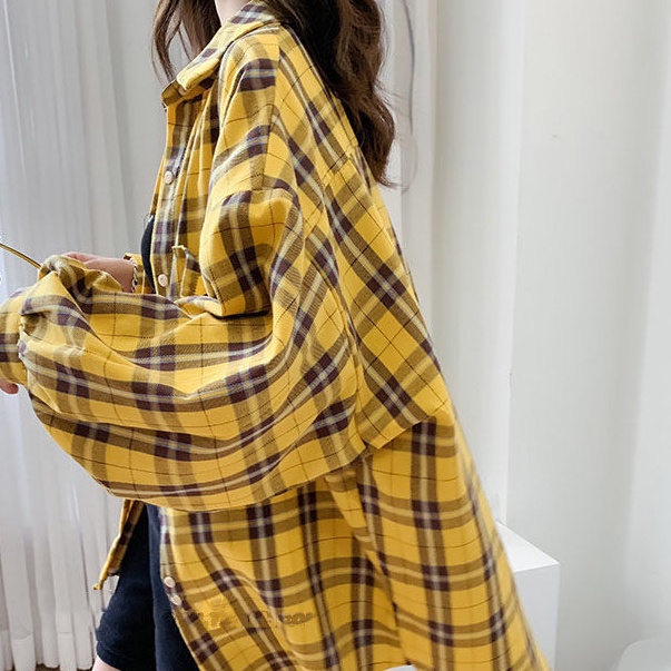 Áo Sơ Mi Nữ Dáng Rộng Kẻ Sọc Caro Mới