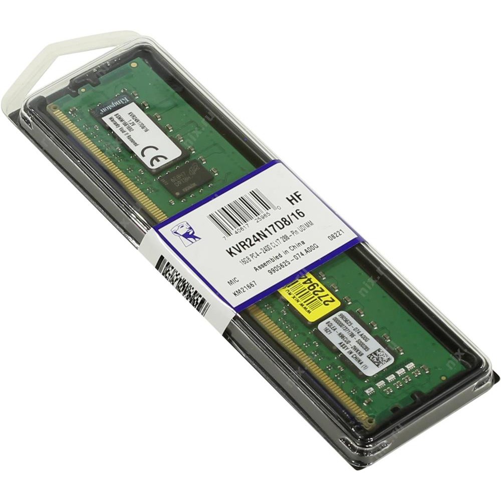 Ram Kingston Desktop 16GB 2666MHz DDR4 Non-ECC CL17 DIMM 2Rx8 KVR26N19S8/16