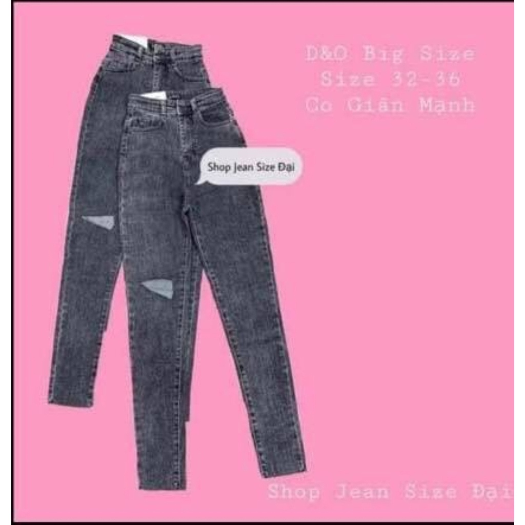 NEW [Size 30-36] Quần Dài Jeans Nữ Bigsize, Đen - Xám, Lưng Cao Trên Rốn, Co Giãn Mạnh